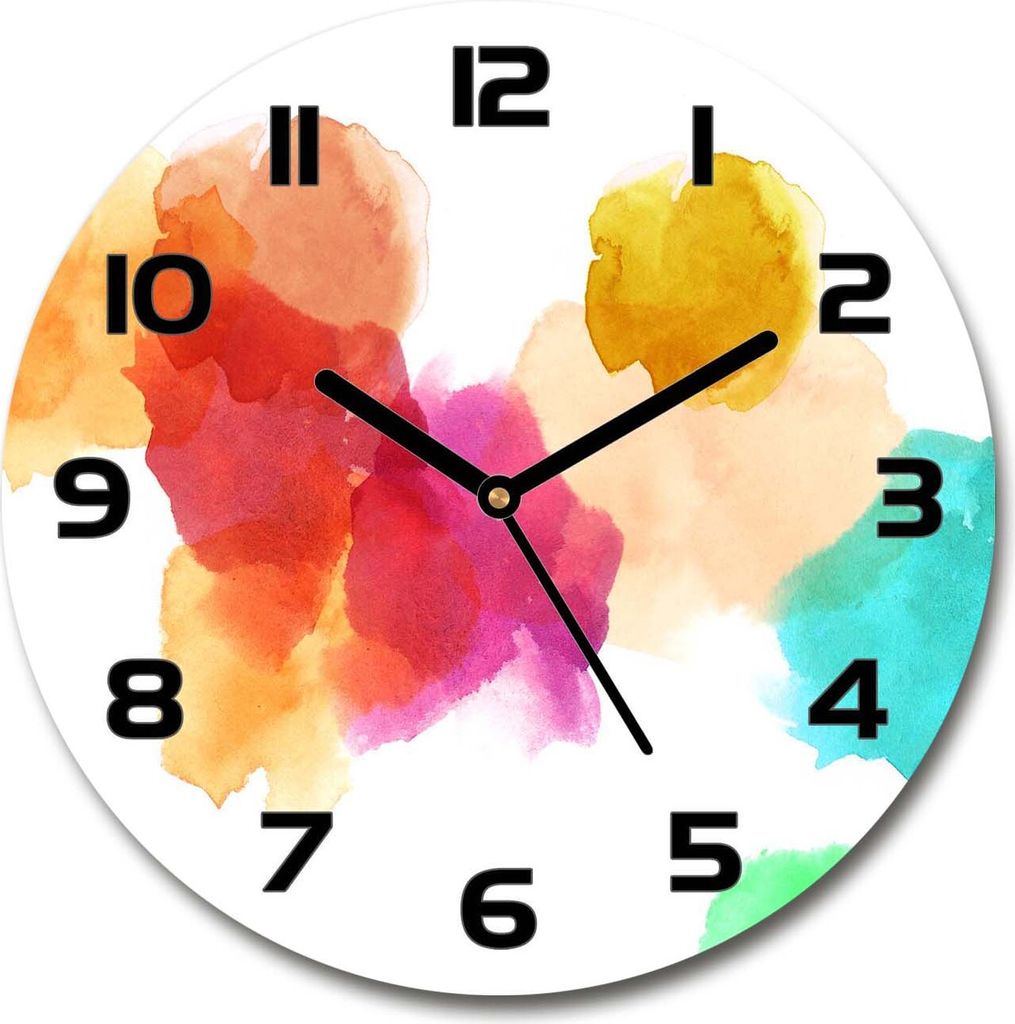 Wanduhr aus Glas 30fi Glasbild Glasuhr Gehärtetes Glas - schwarze-zeiger - Colorful spots