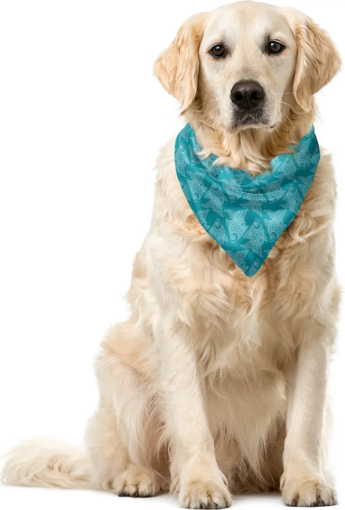 Bandana Cani ABAKUHAUS 40x40cm - Stile Giapponese Pesci Blu Petrolio
