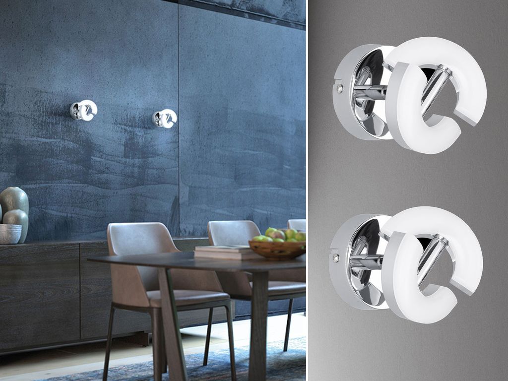 2 LED Wandleuchten Wandspots drehbar Chrom Acrylglas Produktbild 