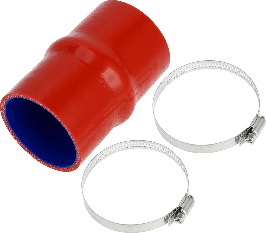 1 Set 70mm/2.76" 127mm/5.00" Länge Blau Rot Auto Silikonschlauch mit Schellen Hump Schlauch Kühlmittelschlauch Universal.