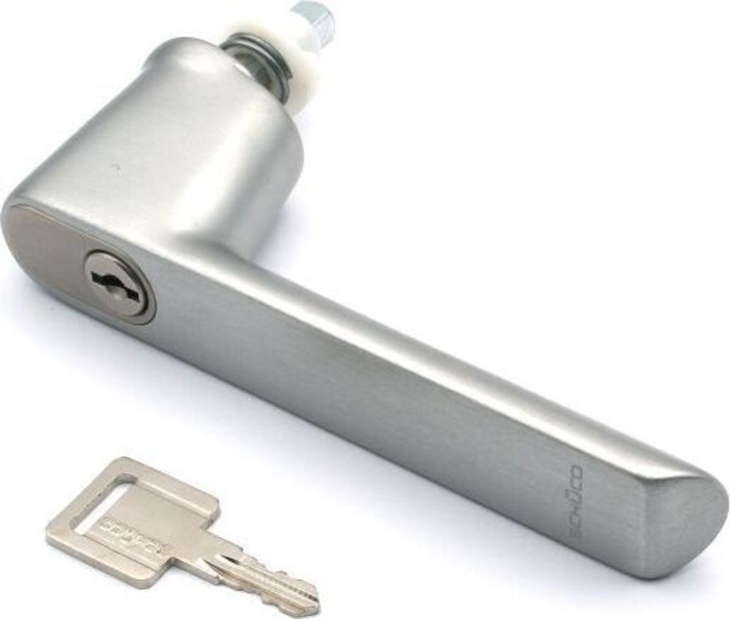 Schüco abschließbarer RC-Fenstergriff, Aluminium INOX Look Produktbild 