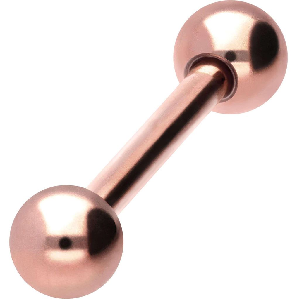 Zungenpiercing, Intim-Piercing Chirurgenstahl Barbell RoséGold Stablänge: 12mm + Stabstärke: 1,6mm + Kugelgröße: 4mm