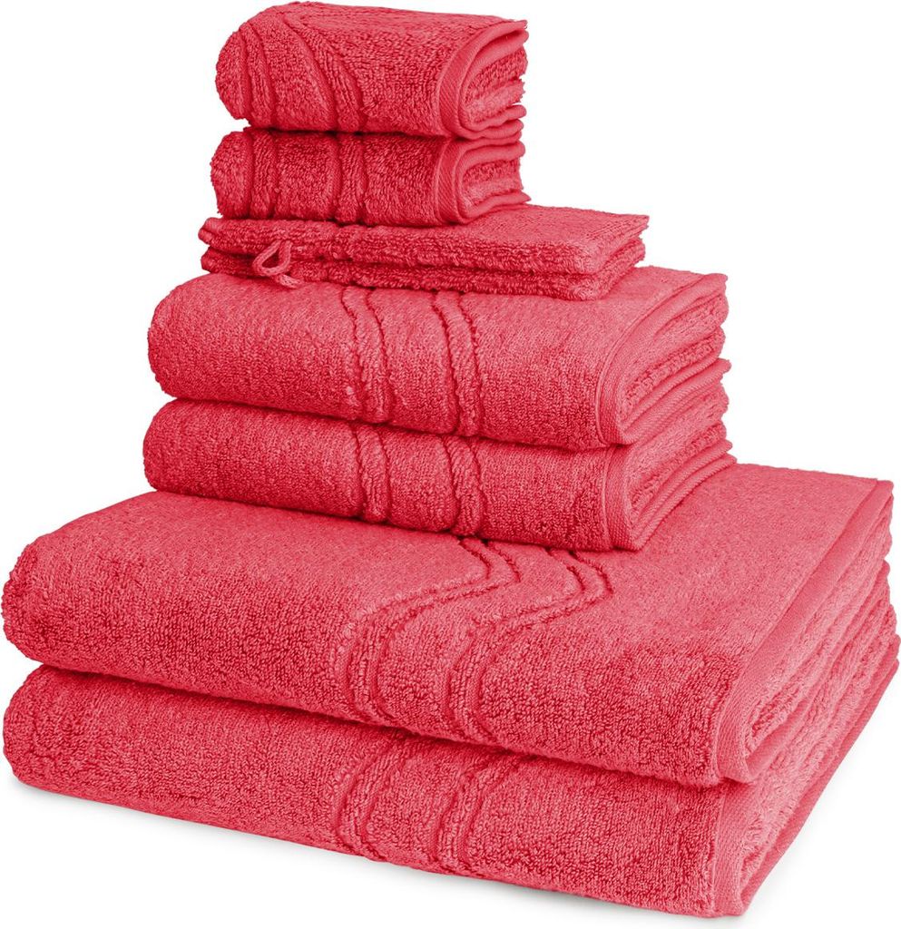 Ross Cashmere feeling 2 X Wasch- 2 X Gäste- 2 X Dusch- 2 X Handtuch im Set Walkfrottee aus Baumwolle 520 g/m², Weich saugstark mit Aufhänger Kor...