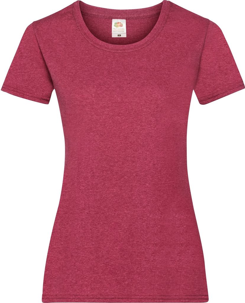 Fruit Of The Loom Lady-Fit Damen T-Shirt BC1354 (2XL) (Vintage-Rot meliert)