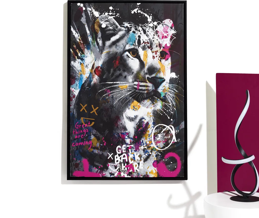 Décoration Murale Tableau Guépard Multicolore 60x90 cm Style Pop Art