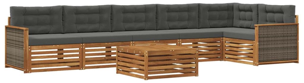 “2026 Modern“ Braun Outdoor-Sofagarnitur mit Kissen 7 pcs Natur und Anthrazit - Designermöbel 89864 - Gartensofas