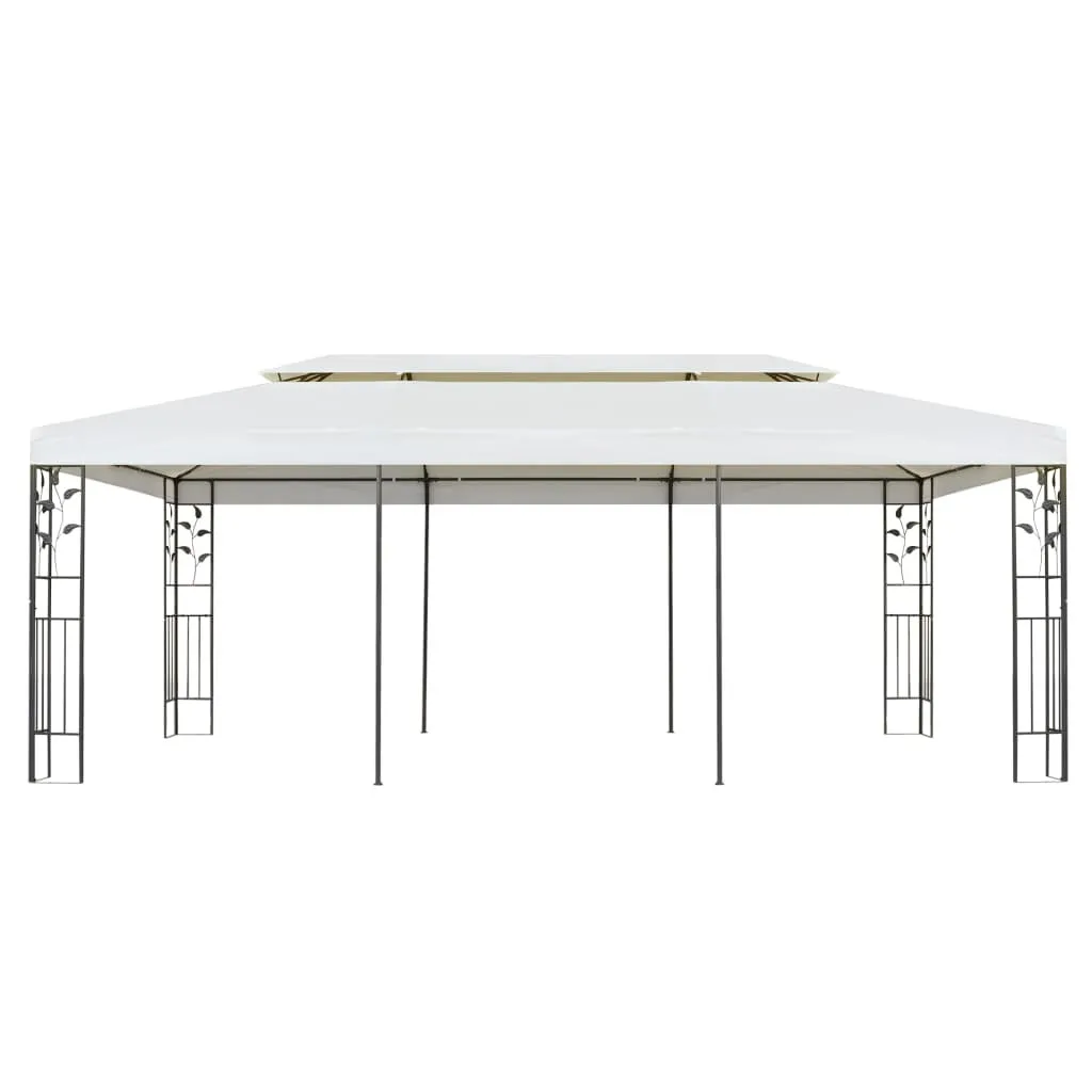 Pavillon vidaXL blanc 6x3 m en acier avec toit double flux d'air robuste