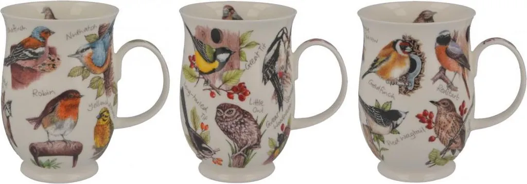 Tasses Suffolk Birdlife Lot de 3 Mugs en Porcelaine Motifs Oiseaux A B C