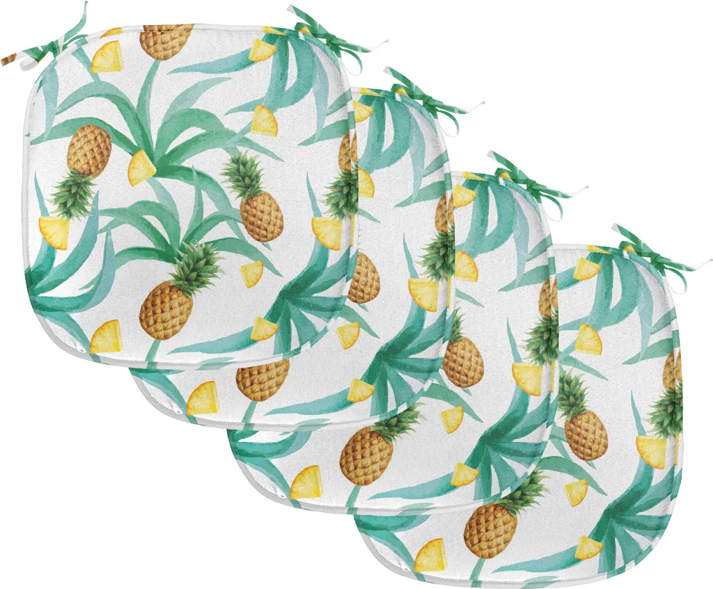 Lot de 4 Galettes de Chaise ABAKUHAUS Hawaii Fruits Vert Jade 40x40cm