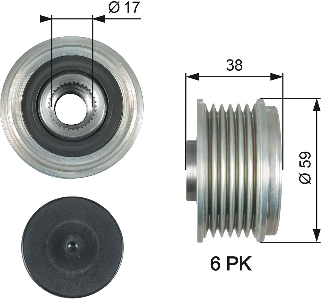 Poulie débrayable d'alternateur GATES OAP7177 pour Santa Fe et Tucson