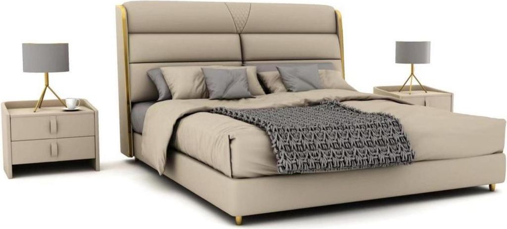 Hellbeiges Doppelbett Luxus Schlafzimmer Betten Modernes Bett Design