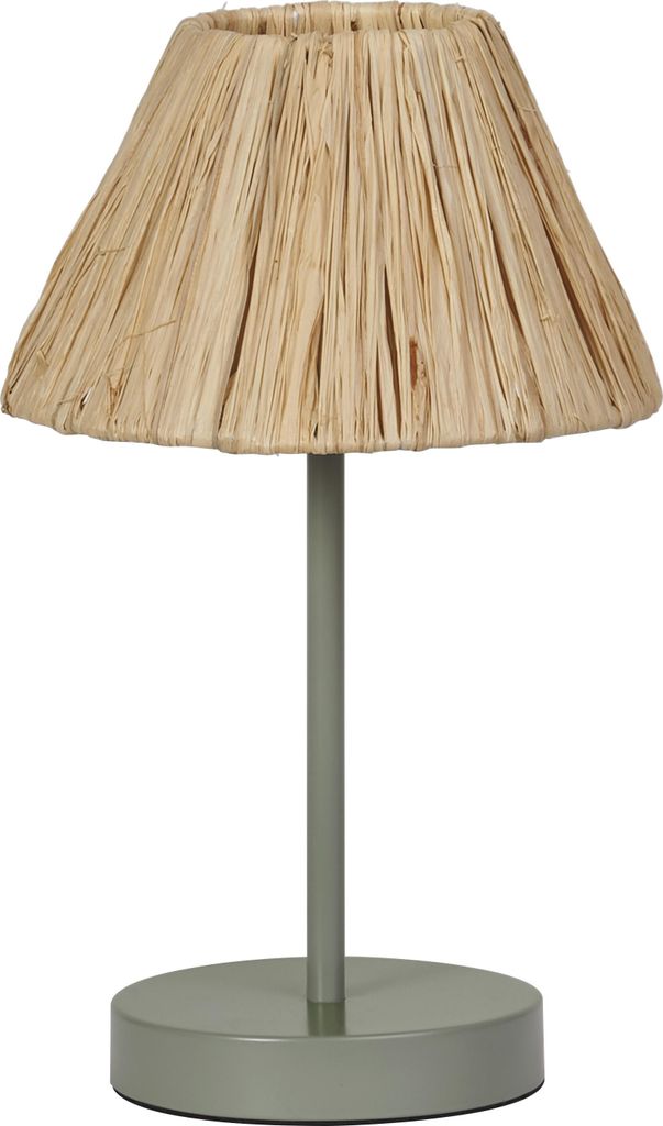 OSRAM Tischleuchte Decor Raffia grün-braun aus Bast und Metall, E27, 200 mm Durchmesser, Leuchtenschirm aus recyceltem Material, nachhaltig durch ...