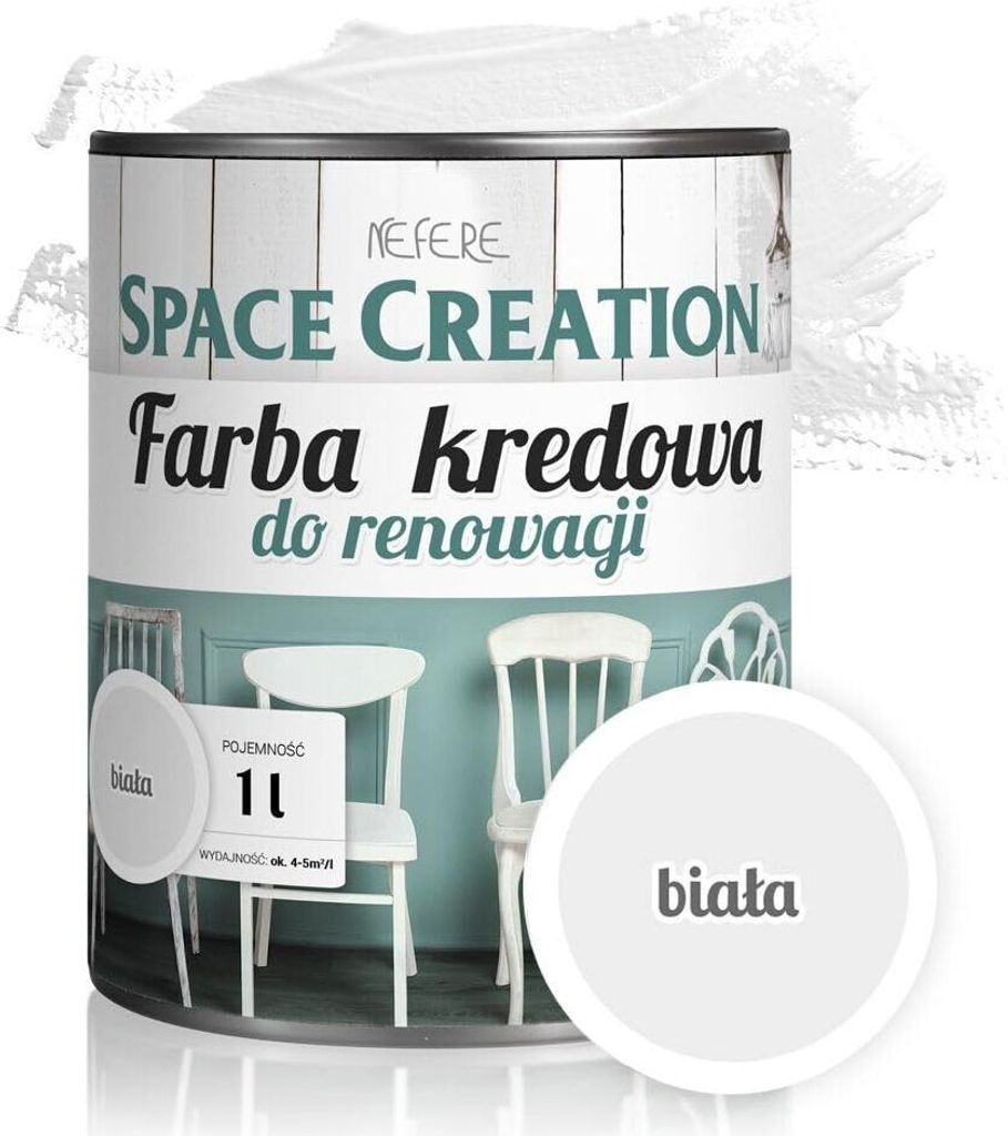 Adam Toys Kreidefarbe für Möbel, Weiß, 1 Liter - Space Produktbild 