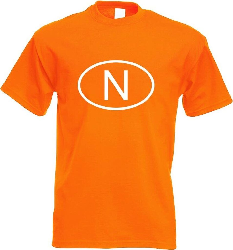 Kiwistar - T-Shirt - orange - Norwegen N Motiv Bedruckt Funshirt Design Print - mit Motiv Bedruckt - Funshirt Design - Sport - Freizeit - Herren - L