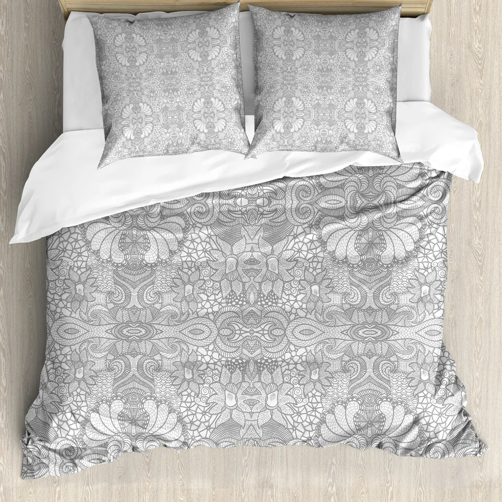 Biancheria Letto ABAKUHAUS Paisley Bianco Nero 200x200 Boho-Chic