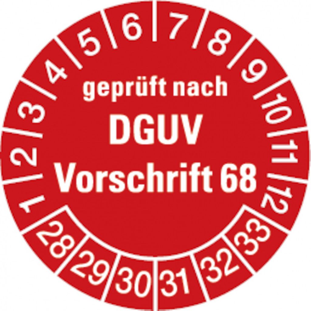 Dreifke Prüfplakette nach DGUV Vorschrift 68 ab 2028 ro - 30 mm Foli...