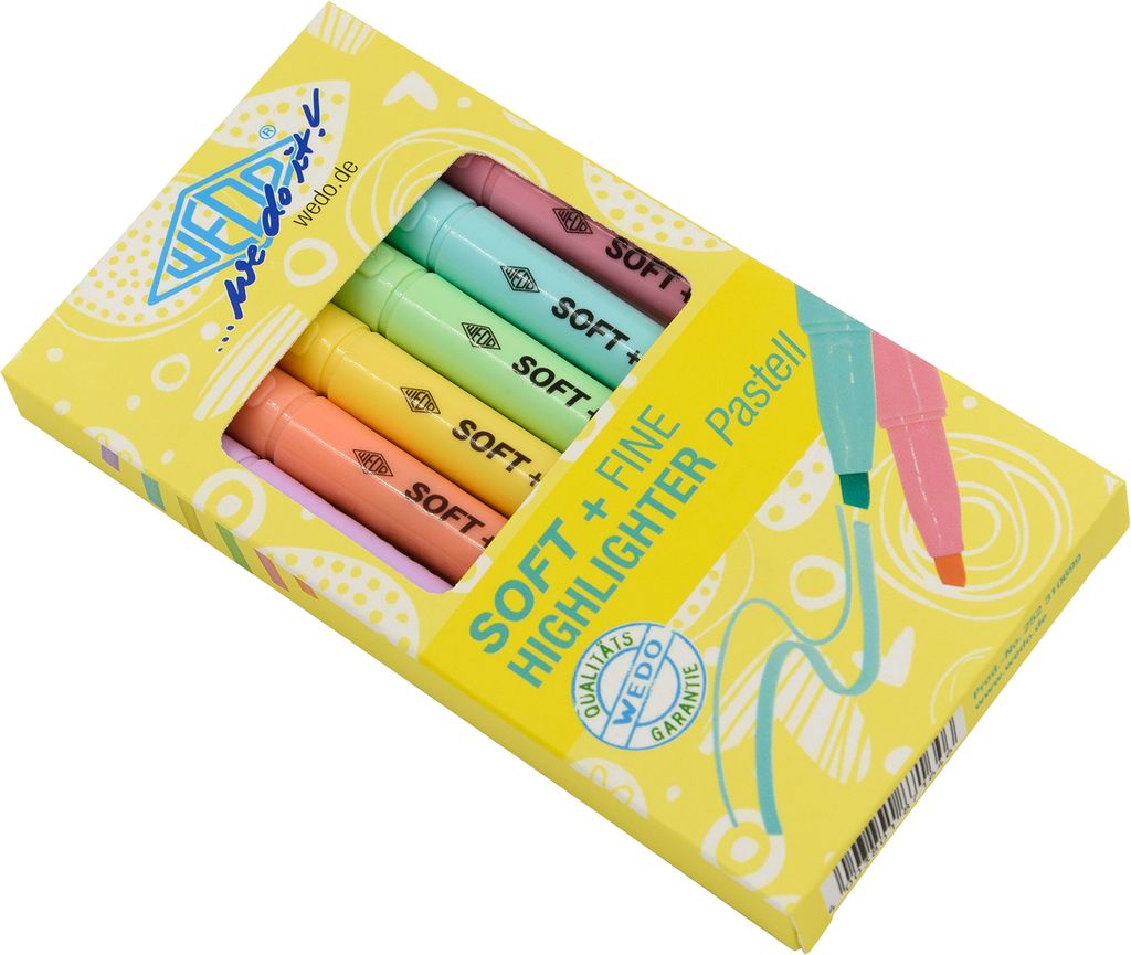 WEDO Textmarker SOFT + FINE HIGHLIGHTER Pastell 6er Etui