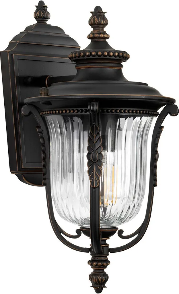 Applique Extérieure Bronze Foncé avec Verre Artisanal Style Rétro E27