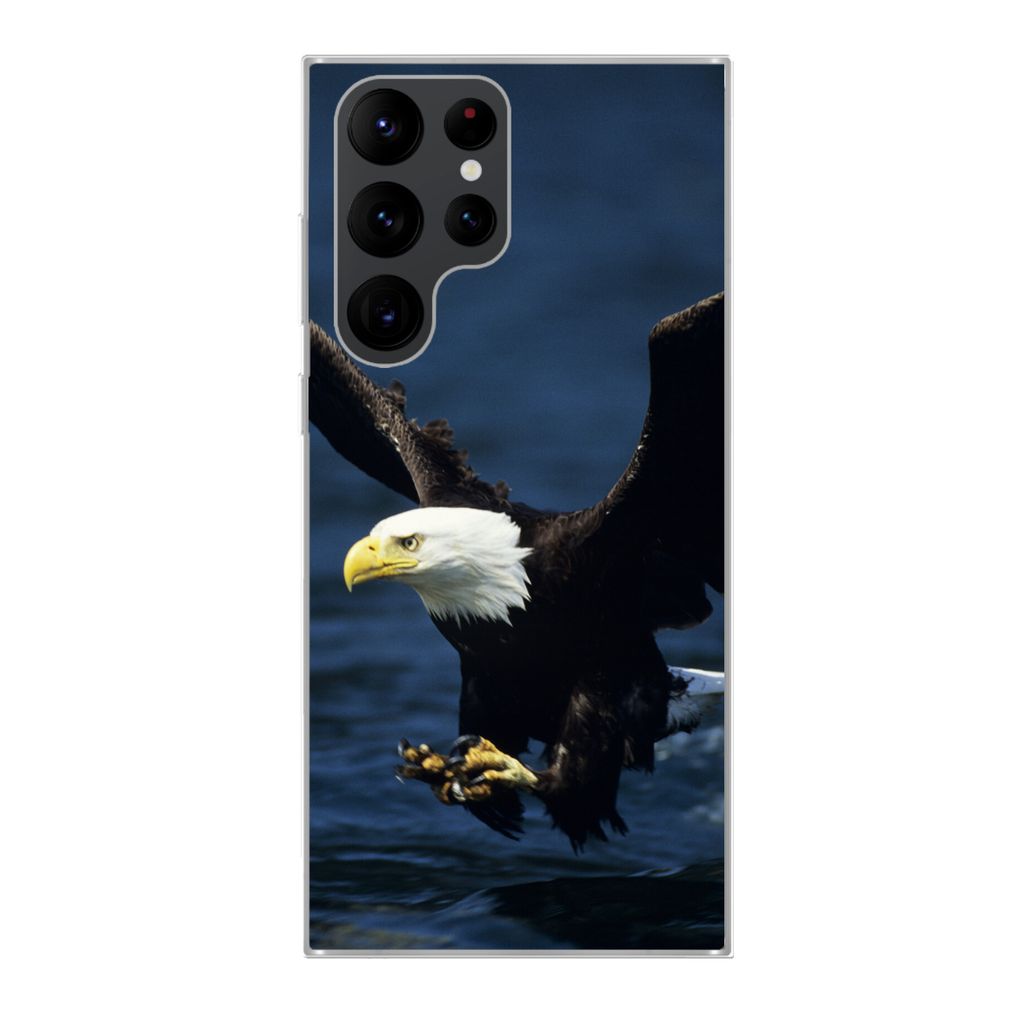 MuchoWow Handyhülle Schutzhülle Hülle für Samsung Galaxy S22 Ultra Adler - Nahaufnahme - Wasser Silikon Softcase Handy Hülle - Abbildung