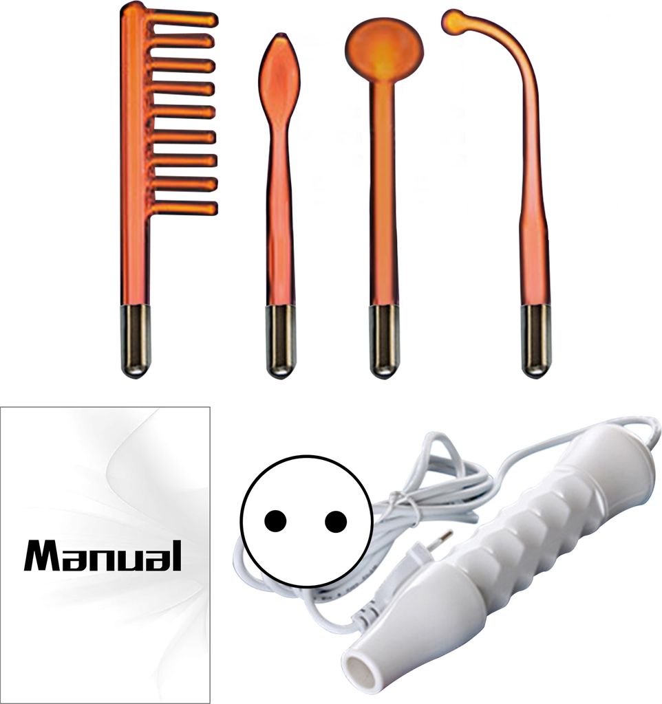 1 Satz Hochfrequenz-Elektrotherapie-Stab, 4 verschiedene Röhren, sicheres tragbares Handgerät mit EU-Stecker, schmerzloses Anti-Aging-Gesichtspfl...