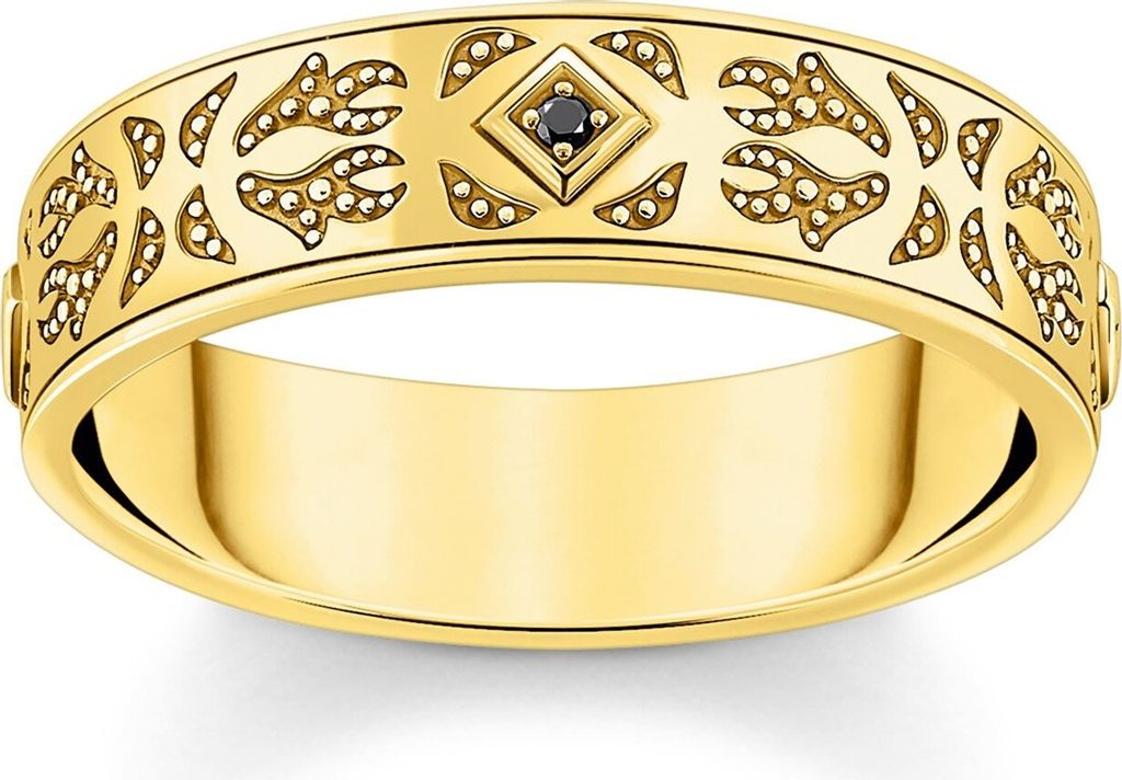 Ring aus 925er Silber, schwarze Zirkonia, gold von Thomas Produktbild 