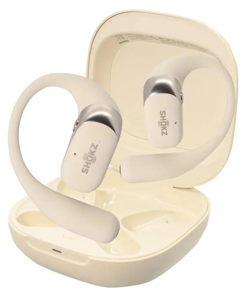 Écouteurs ouverts blanc cassé avec Dolby Audio et maintien stable O10