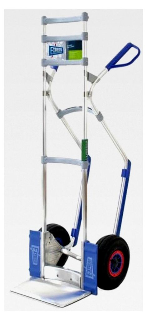 Vollmontierte Alu Sackkarre für Waschmaschinen / 250kg / Luftreifen, schwarz / Schaufel L 18 x B 34 cm