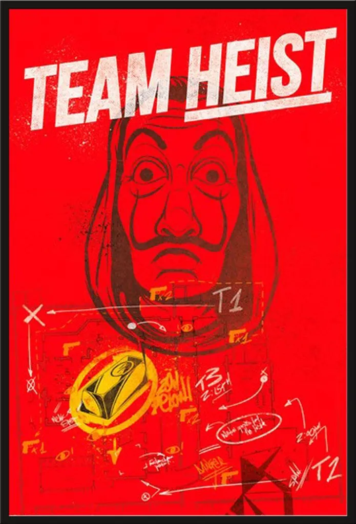 Poster Money Heist La Casa de Papel sous Vitre Acrylique Cadre Shinsuke