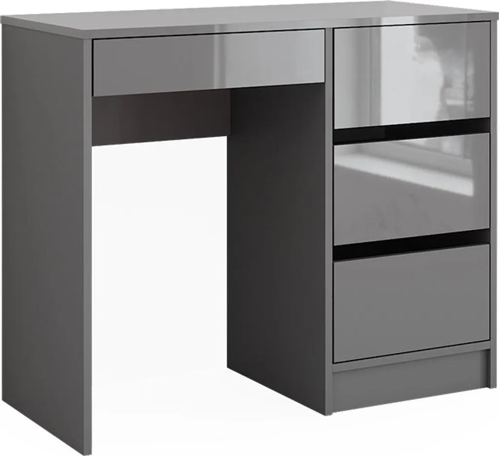 Bureau Vicco Sherry Gris Haute Brillance 90x40cm avec Tiroirs 43668