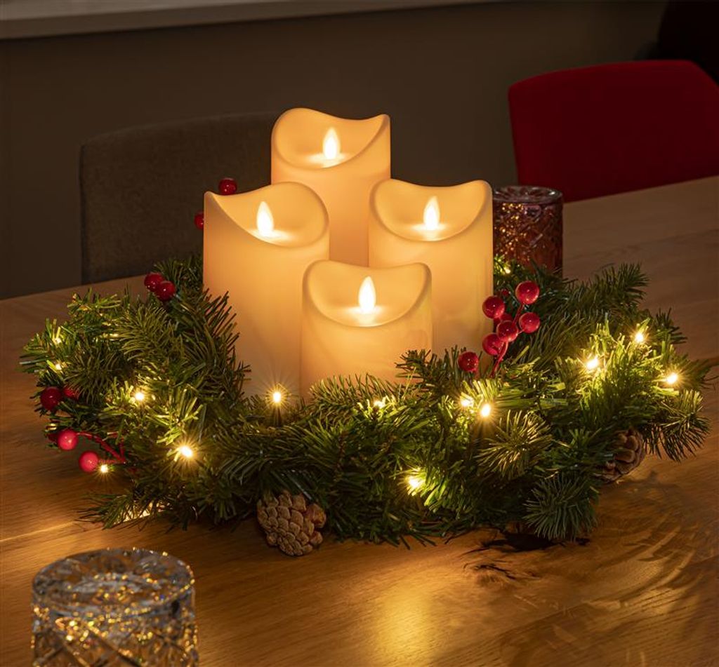 Künstlicher Adventskranz ca. Ø 40 cm mit 30er Lichterkette Produktbild 2
