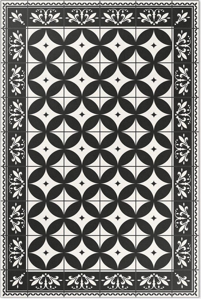 Kreise in spanischen Mosaikfliesen – Vinyl Fußmatte – 100x150 cm – Rutschfest, Pflegeleicht & Langlebig