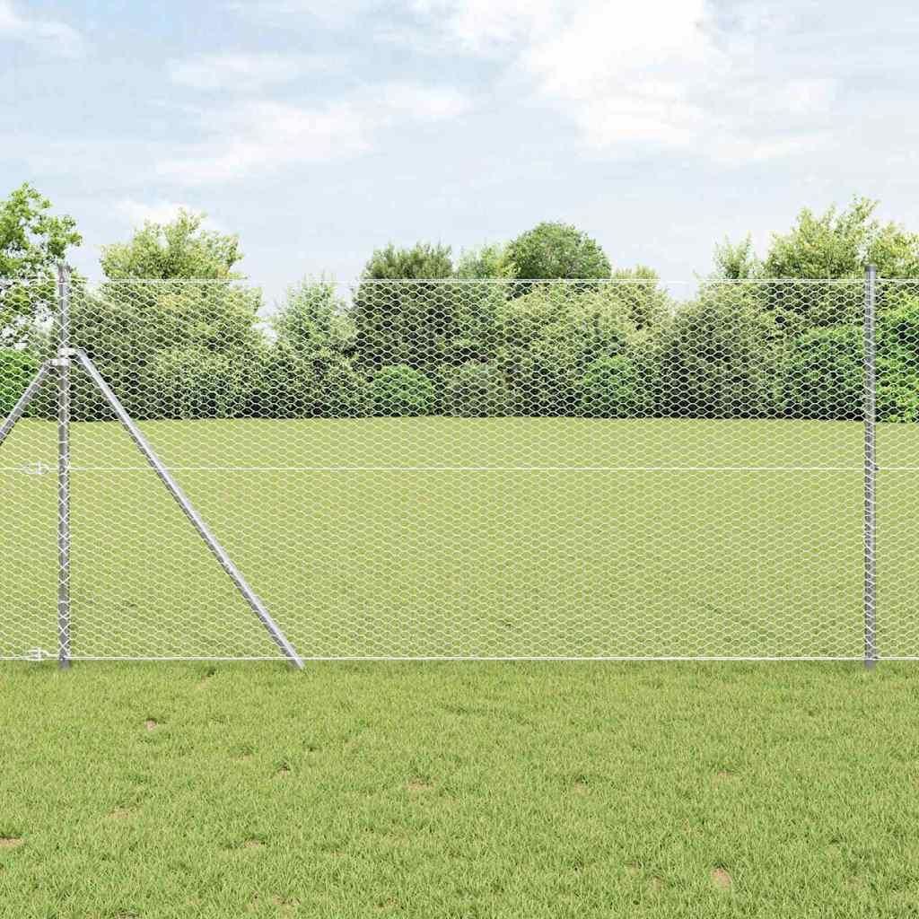 Maison Exclusive - Zaunpfosten Silber 25 x 1,2 m (25 mm Maschen) Stahl