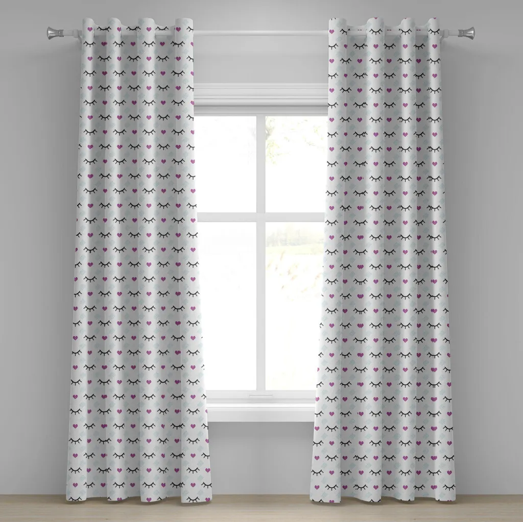 ABAKUHAUS Rideau à œillets motif clin d'œil rose et bleu 280x175 cm