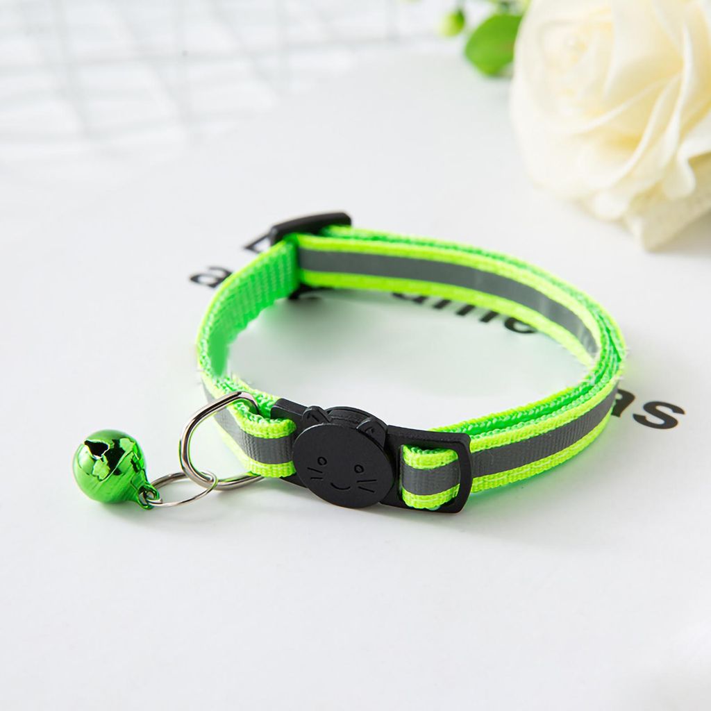Pet Bell Collar Safety Schnalle Verstellbare reflektierende Katze mit für Hunde Welpen Kätzchenfluoreszenzfarbe