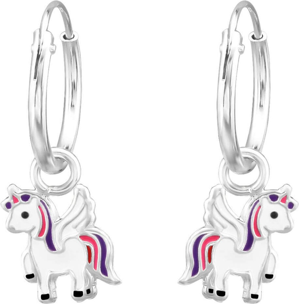 Creolen Ohrringe 925 Sterling Silber mit Einhorn