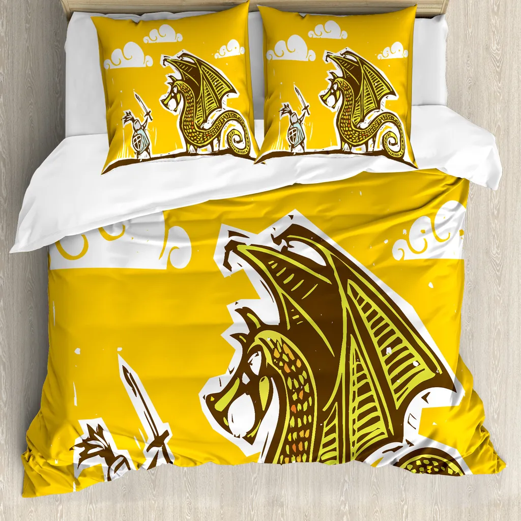 Copripiumino ABAKUHAUS Drago Giallo - 200x200 Microfibra Anallergica