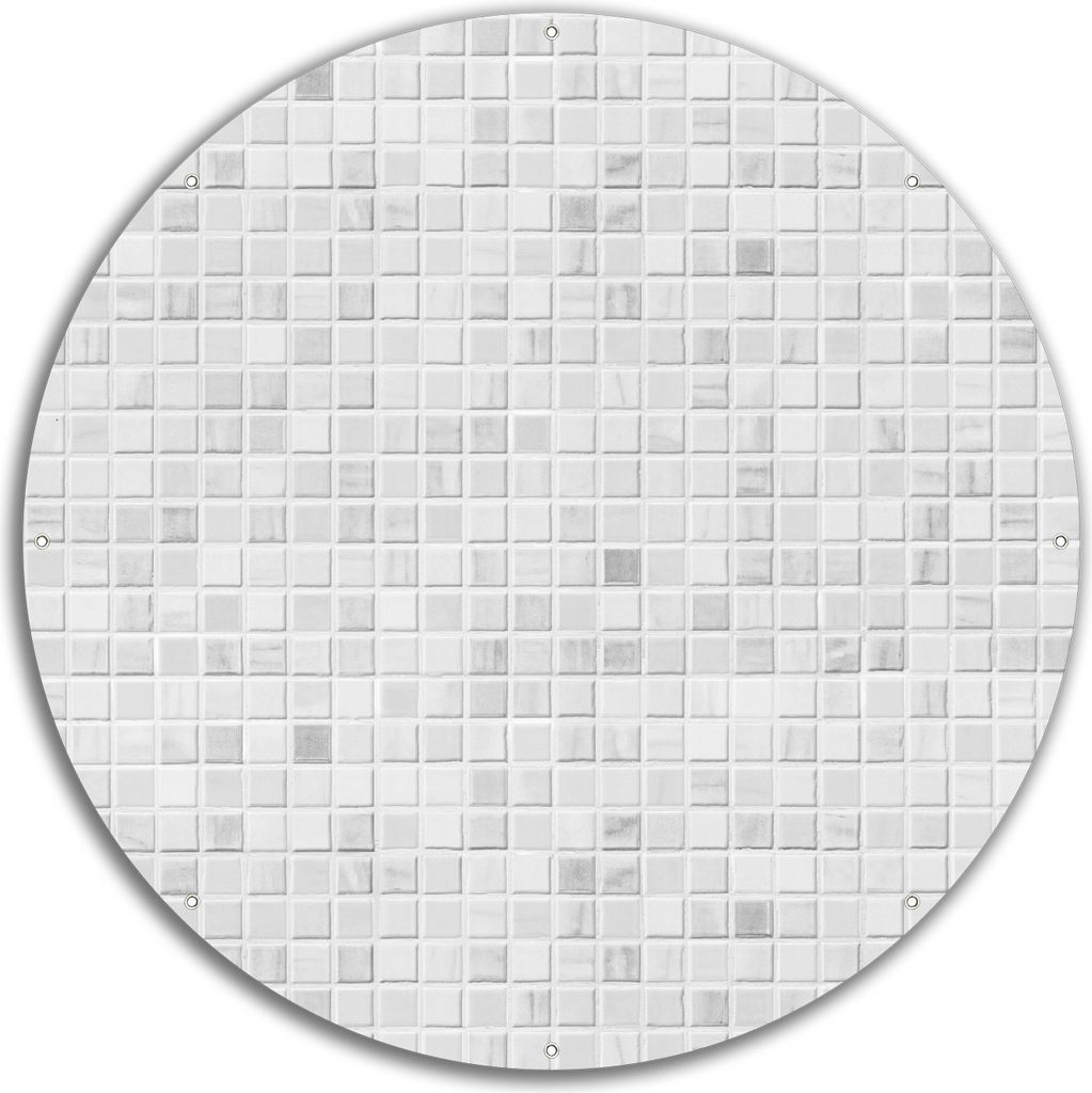 Wallario rundes Outdoor-Poster für Garten oder Balkon, Motiv Fliesen im Bad weiß-grau, 60 cm Durchmesser