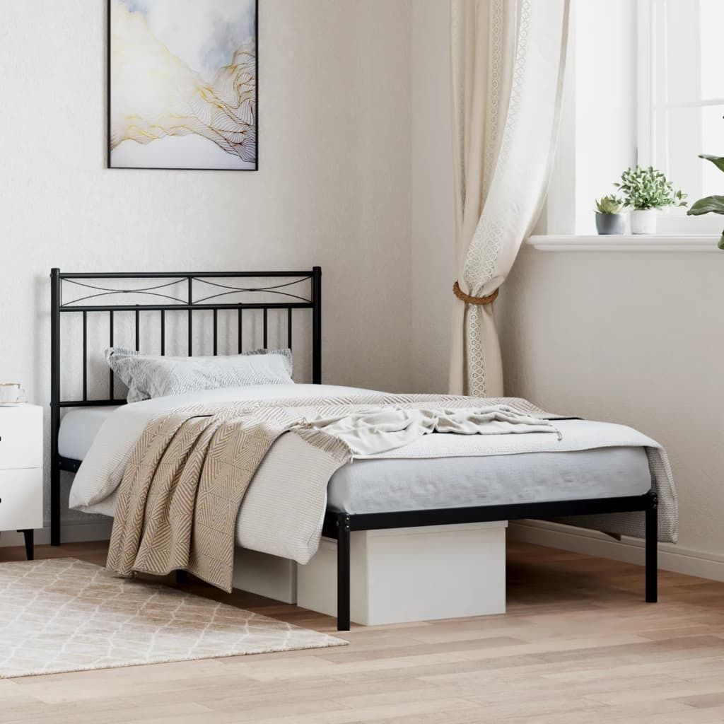 "2026 Promotion" Bettgestell moderne - mit Kopfteil - Metall Schwarz - 100x190 cm - Polsterbett CC22721