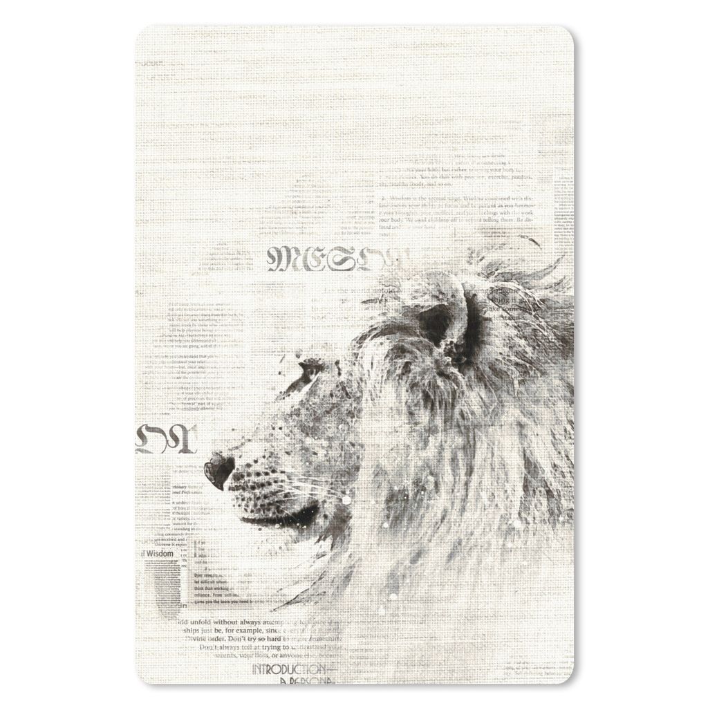 MuchoWow Mauspad Mousepad Zeitung - Löwe - Schwarz - Weiß 18x27 cm - Mousepads - Maus Mat - Pad - Mausunterlage