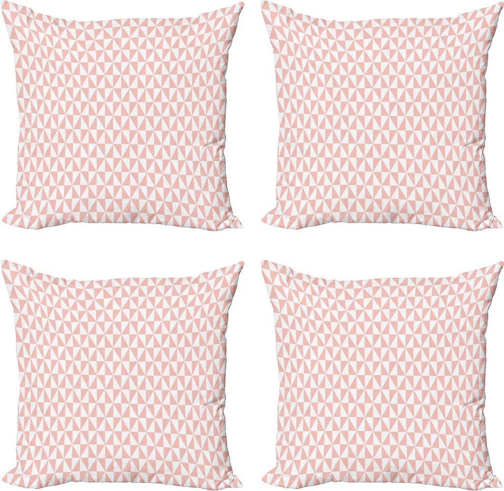 ABAKUHAUS Blassrosa Kissenbezug Set (4 Stück), Geometrische Mosaik Gitter, Moderner Doppelseitiger Digitaldruck, 45 cm x 45 cm, Blush Weiß