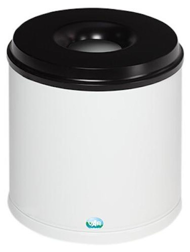 Selbstlöschender Papierkorb | 30 Liter, HxBxT 40x37x37cm | Verzinkter Stahl | Weiß
