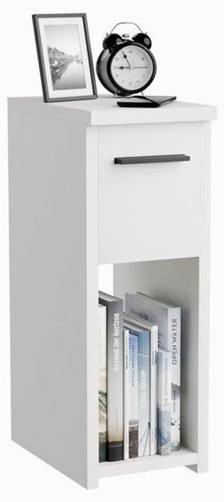 Meuble d'appoint ergonomique blanc avec tiroir de rangement et tablette