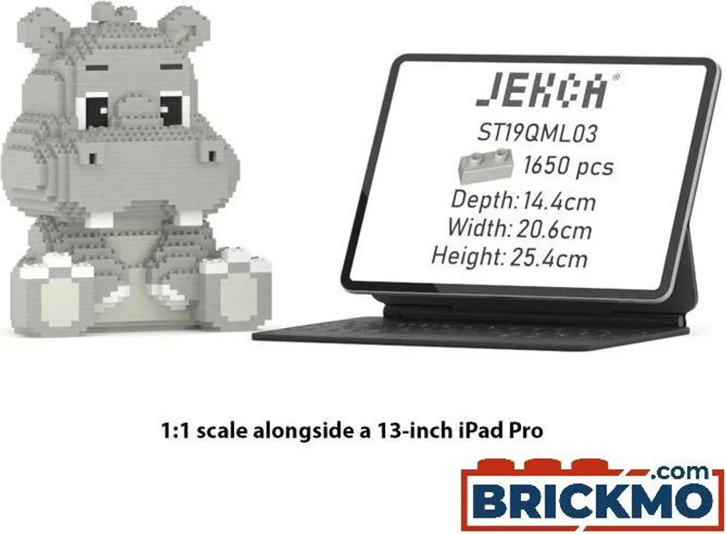 JEKCA Bricks Hippo carré 01 ST19QML03 Sculpture de Blocs de Construction