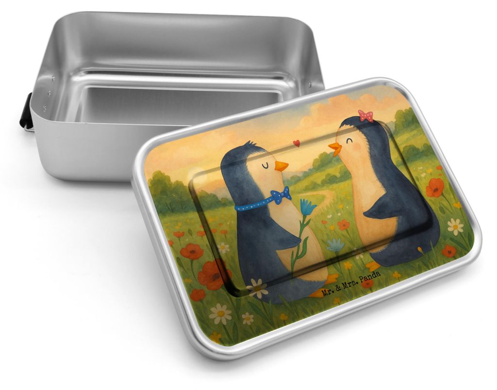 Mr. & Mrs. Panda Lunchdose Pinguin Pärchen Design - Weiß - Geschenk, Lunchbox, Liebe, Verknallt, Pinguine, Hochzeitstag, Essensbox, Vesperbox, Ho...