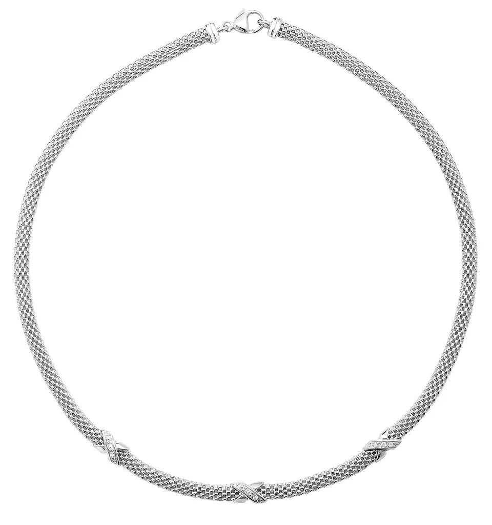 Collier en Argent de 43cm pour Femme avec Pendentif Solitaire Zirconium