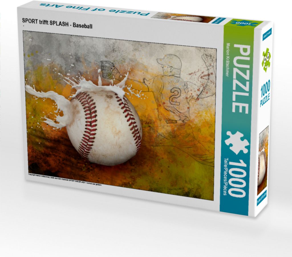 CALVENDO Puzzle SPORT trifft SPLASH - Baseball 1000 Teile Puzzle quer | 1000 Teile Lege-Größe 64x48cm Foto-Puzzle für glückliche Stunden