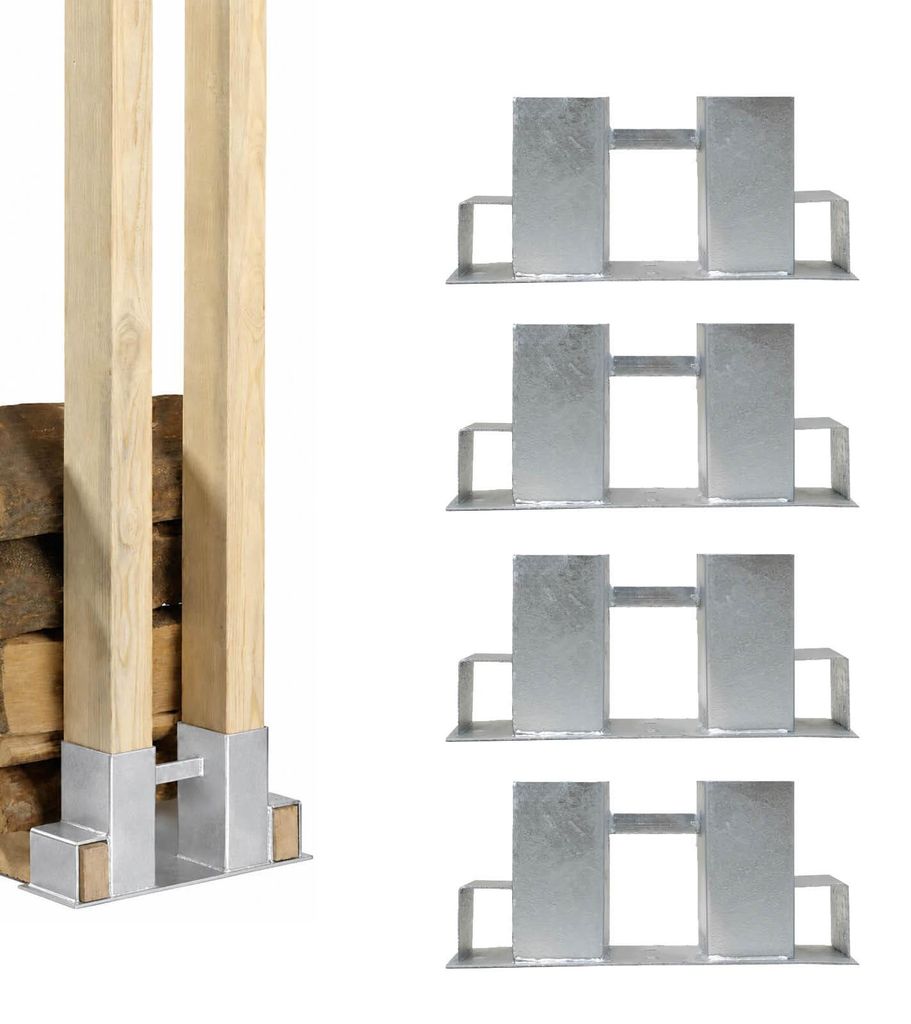 4er Set Holzstapelhilfe feuerverzinkter Stahl 34x10x15 cm Produktbild 