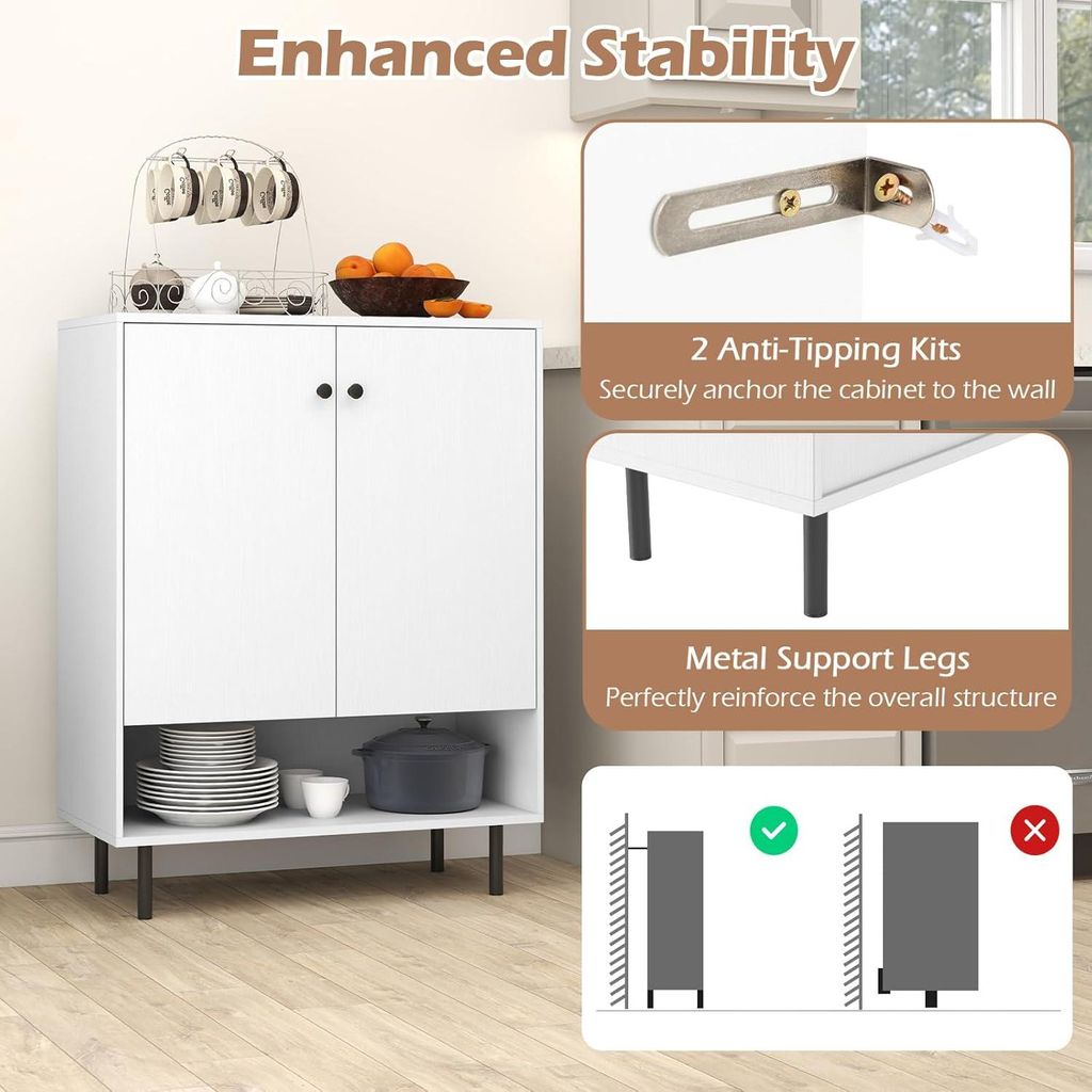Produktbild von Furnishings Home Hochschrank Sideboard Aufsatzschrank Buffet Hoch 190 Cm (geeignet Für Wohnzimmer Und Esszimmer) Mit 5 Türen, 1 Schublade, 7 Fächern