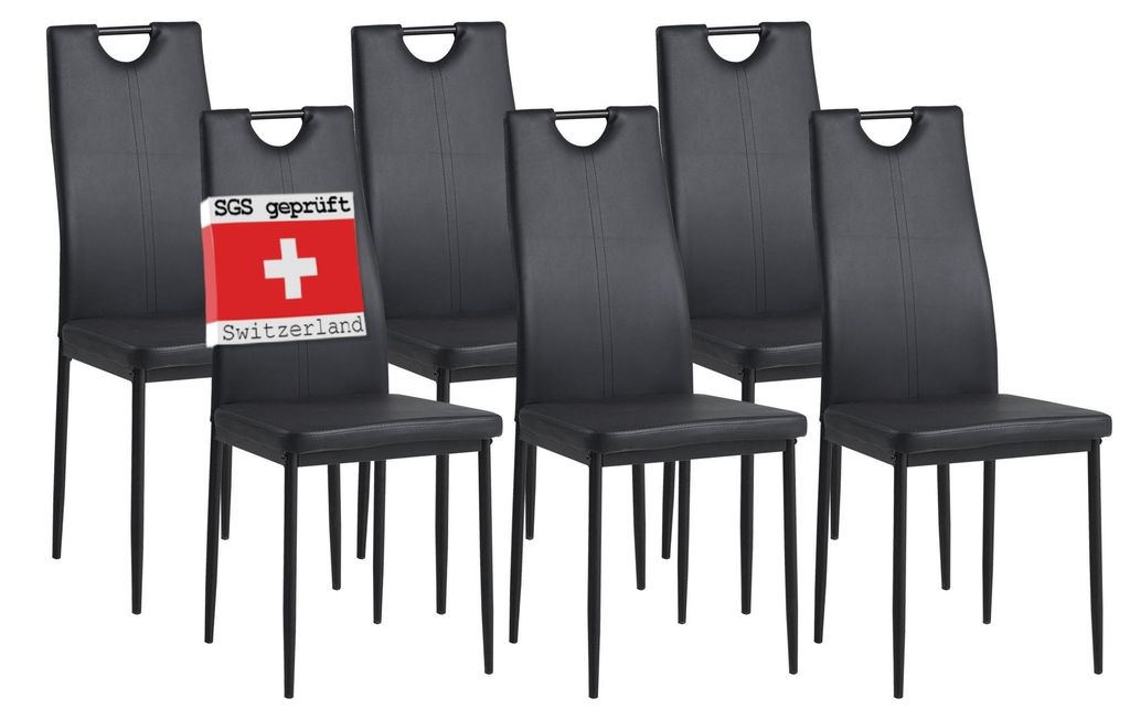 Albatros Esszimmerstühle SALERNO 6er Set, Schwarz- Edles Produktbild 