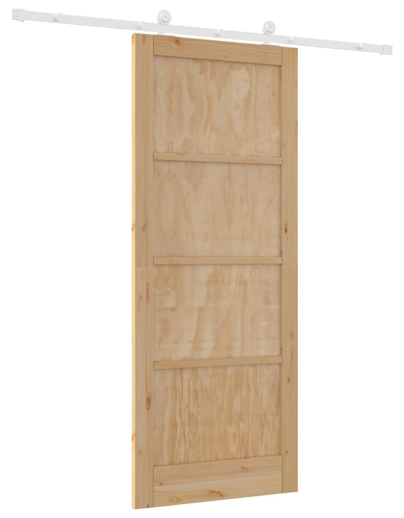 Schiebetür Natürlich und Weiß 86 x 211 cm Massives Kiefernholz
